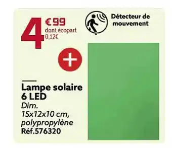 Gifi Lampe solaire 6 led offre