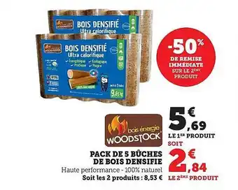 Pack de 5 bûches de bois densifié woodstock