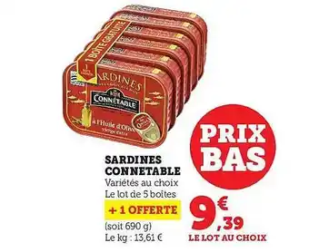 Hyper U Sardines connétable offre