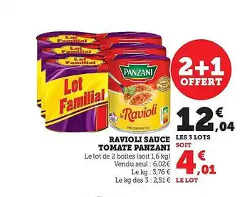 Hyper U Ravioli sauce tomate panzani offre