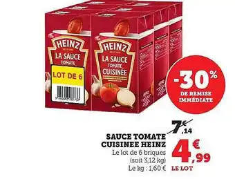 Hyper U Sauce tomate cuisinée heinz offre