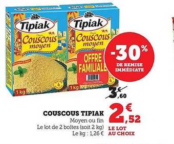 Hyper U Couscous tipiak offre