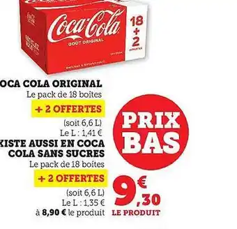 Hyper U Coca cola original existe aussi en coca cola sans sucre offre