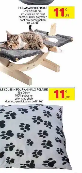 Stokomani Le hamac pour chat, le coussin pour animaux polaire offre