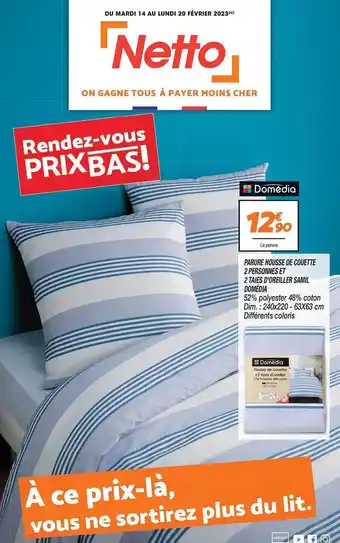 Netto Parure housse de couette 2 personnes et 2 taies d'oreiller samil domédia offre