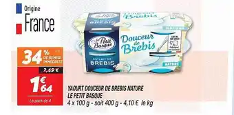 Netto Yaourt douceur de brebis nature le petit basque offre