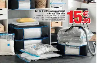Bazarland Lot de 2 coffres de rangement + 5 sacs sous vide offre