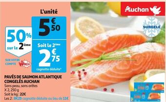 Auchan Pavés de saumon atlantique congelés auchan offre