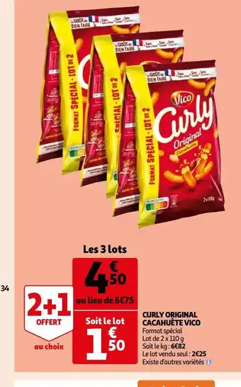 Auchan Curly original cacahuète vico offre