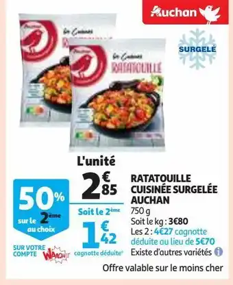 Auchan Ratatouille cuisinée surgelée auchan offre