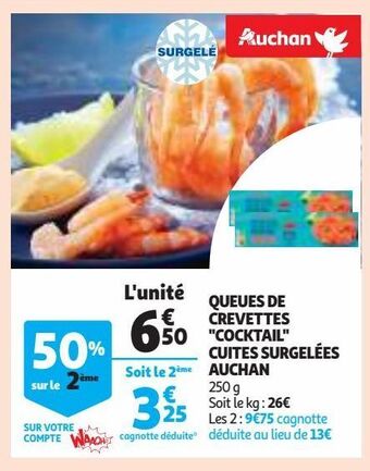 Queues de crevettes "cocktail" cuites surgelées auchan