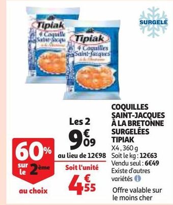 Auchan Coquilles saint-jacques à la bretonne surgelées tipiak offre