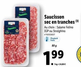 Lidl Saucisson sec offre