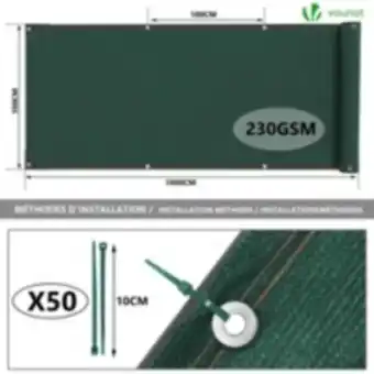E.Leclerc Brico Vounot brise vue occultant en hdpe 230g/m² 1x10m avec attaches de fixation vert offre