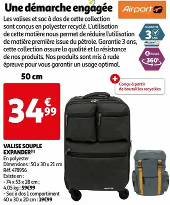 Auchan 50 cm valise souple expander offre