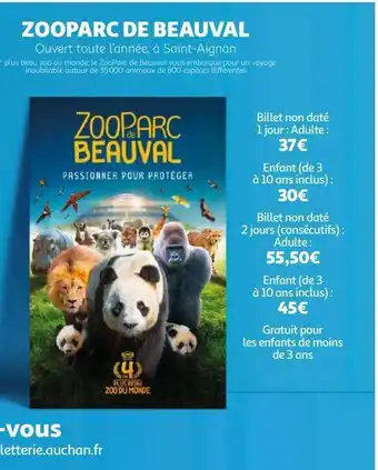 Auchan Zooparc de beauval offre