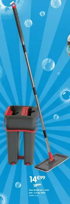 b&m Seau double bac + balai plat + 2 mops tana offre
