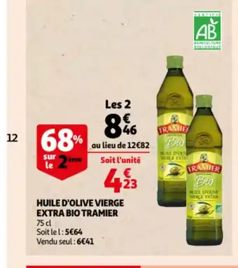 Auchan Huile D'Olive Vierge Extra Bio Tramier offre