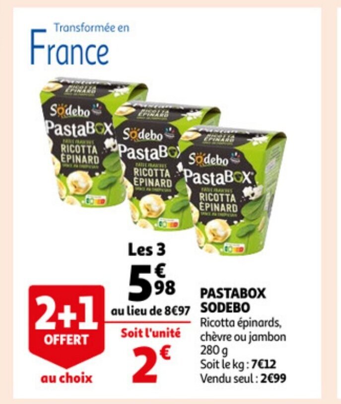 Promo Pastabox Sodebo chez Auchan