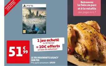 Auchan Le Jeu Hogwarts Legacy Sur P55 offre