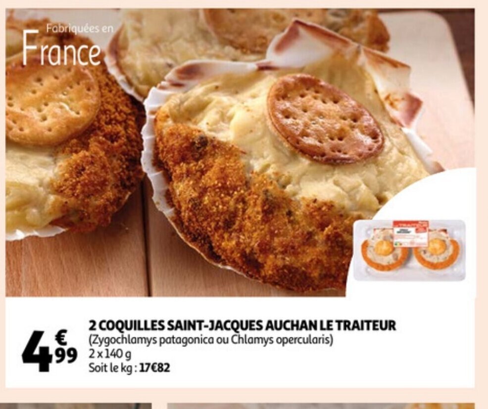 Promo 2 Coquilles SaintJacques Auchan Le Traiteur chez Auchan