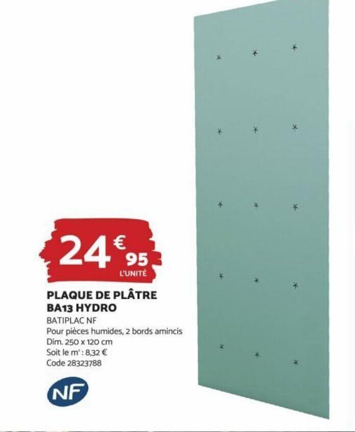 Promo Plaque de Plâtre Standard BA13 Hydro chez
