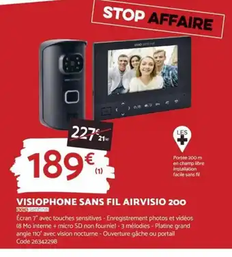 Bricomarché Visiophone Sans Fil Airvisio 200 offre