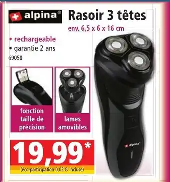 Norma Rasoir 3 Têtes offre