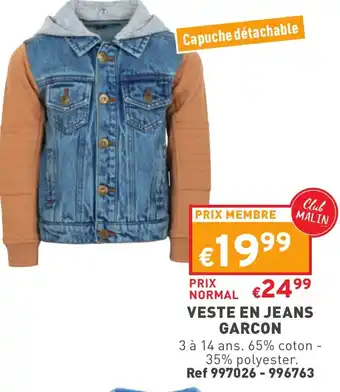 Trafic Veste En Jeans Garcon offre