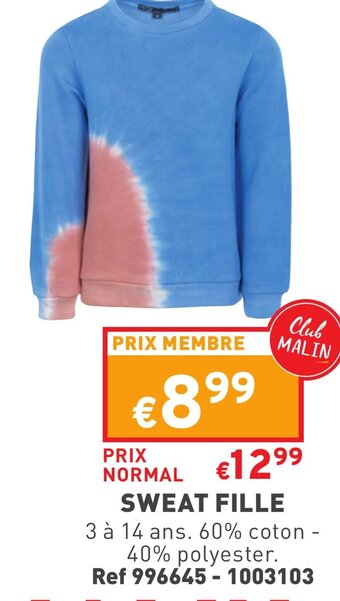 Trafic Sweat Fille offre