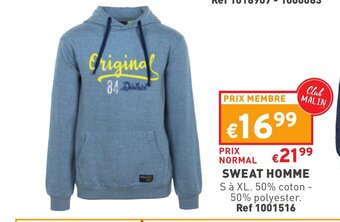 Trafic Sweat Homme offre