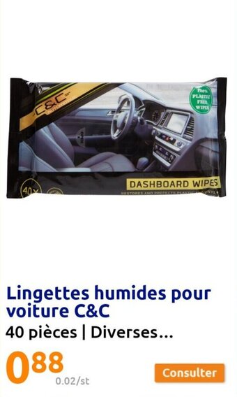 Action Lingettes humides pour voiture C&C offre