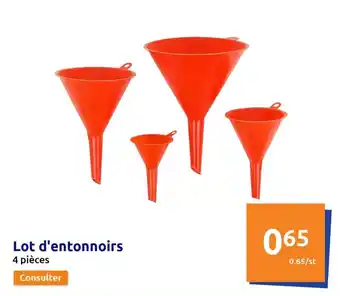 Action Lot d'entonnoirs offre
