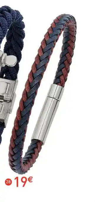 E.Leclerc Bijoux Bracelet en acier et cuir offre