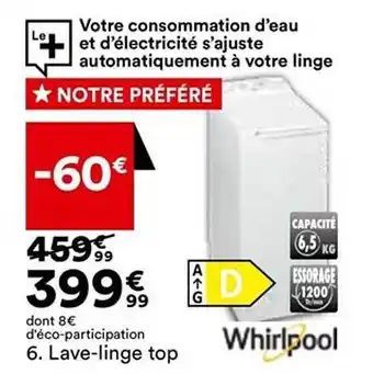 BUT Lave-linge top whirlpool offre
