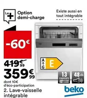 BUT Lave-vaisselle intégrable beko offre