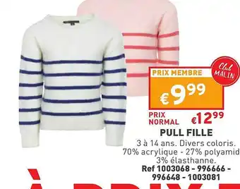 Trafic Pull fille offre