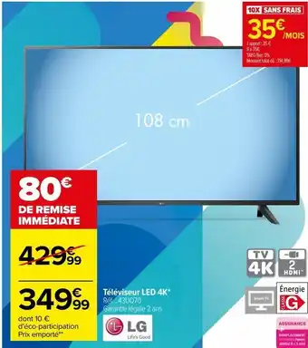 Carrefour Téléviseur led 4k 43uq70 offre