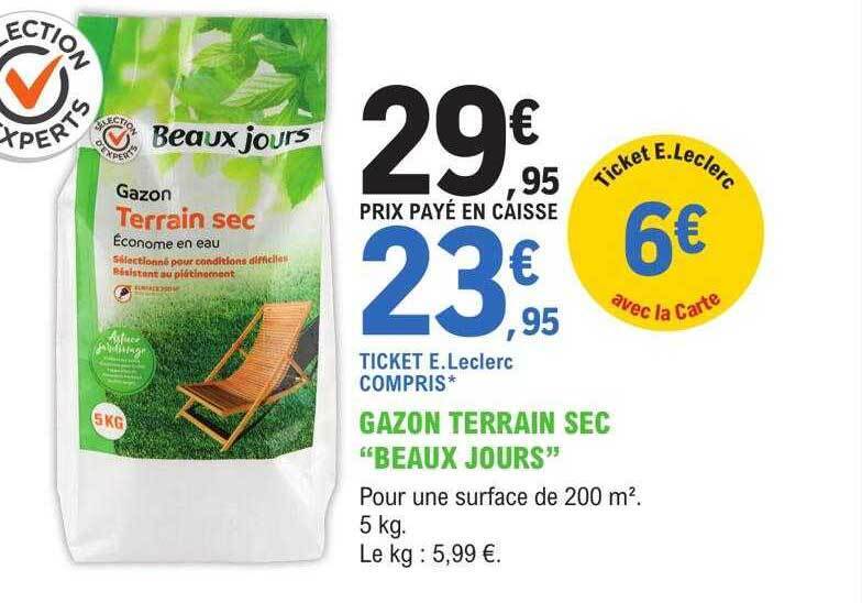 Promo Gazon terrain sec chez E.Leclerc Jardi