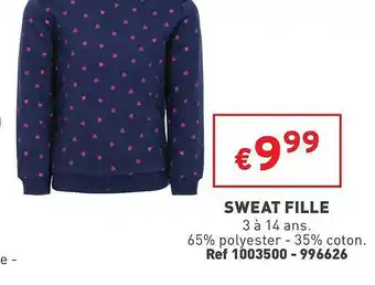 Trafic Sweat fille 3 à 14 ans offre