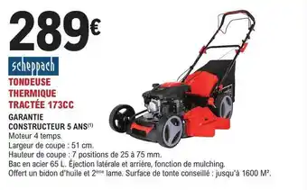 E.Leclerc Jardi Scheppach tondeuse thermique tractée 173cc offre