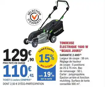 E.Leclerc Jardi Tondeuse électrique 1600w offre