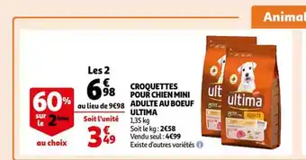 Auchan Croquettes pour chien mini adulte au bœuf ultima offre