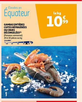 Auchan Gambas entières cuites réfrigérées ou crues décongelées offre