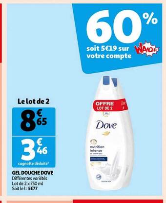 Auchan Gel douche dove offre