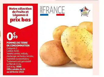 Auchan Pommes de terre de consommation offre