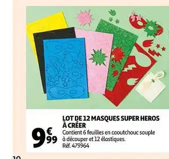 Auchan Lot de 12 masques super héros à créer offre