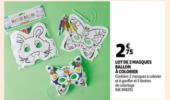 Auchan Lot de 2 masques ballon à colorier offre