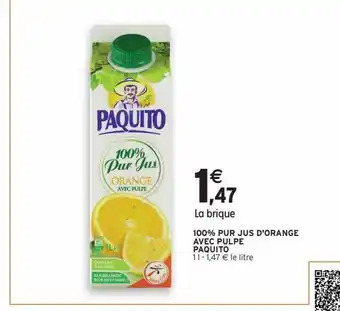 Intermarché Express 100% pur jus d'orange avec pulpe paquito offre
