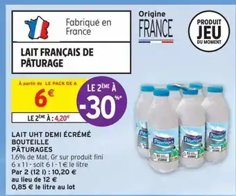 Intermarché Express Lait uht demi écrémé bouteille pâturages offre
